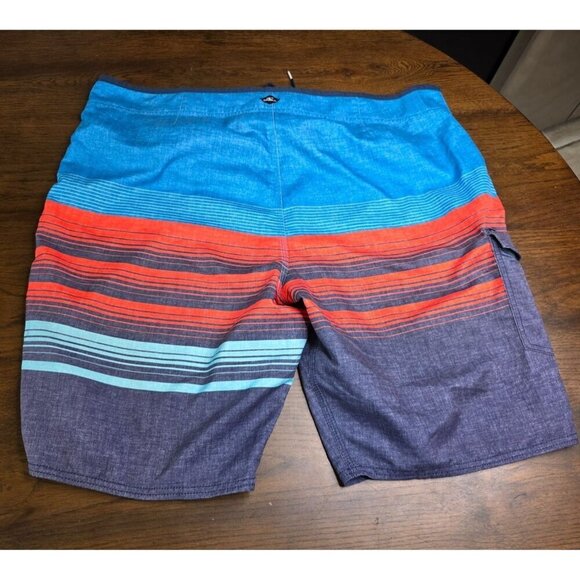 ONeill Mens Size 40 Board Shorts Blue/Red Striped Swim Trunks Polyester Adjustab - Picture 12 of 13